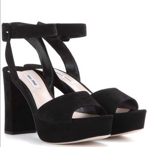Miu Miu Black Suede Platform Sandals Size 5.5